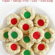 gluten-free thumbprint cookies with image text.