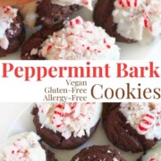 collage image of peppermint bark cookies.