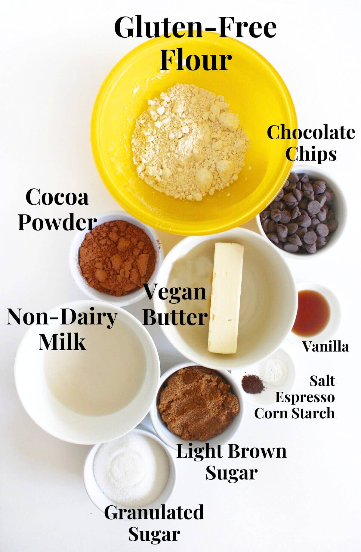 ingredients for fudgy vegan brownies.