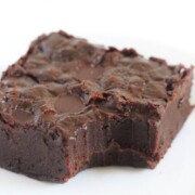 fudgy vegan brownie with image text.