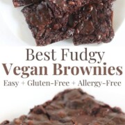 collage image of the best fudgy vegan brownies.
