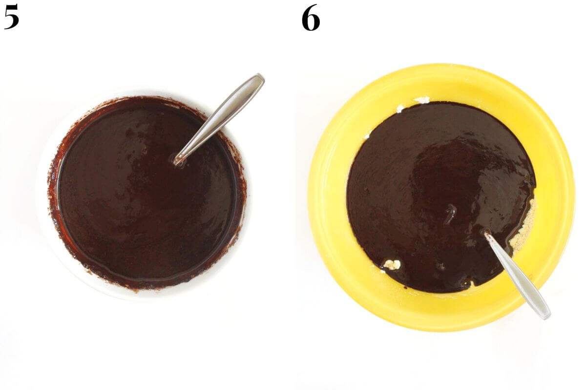 steps 5 and 6 mixing cocoa powder into wet ingredients before adding to dry ingredients.