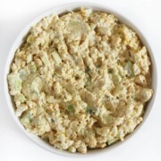 bowl of vegan chickpea tuna salad.