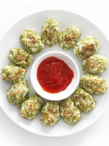 full serving plate with broccoli tots for babies.