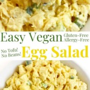 collage image of vegan eggs salad.