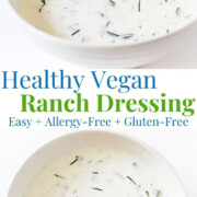 collage image of vegan ranch dressing.