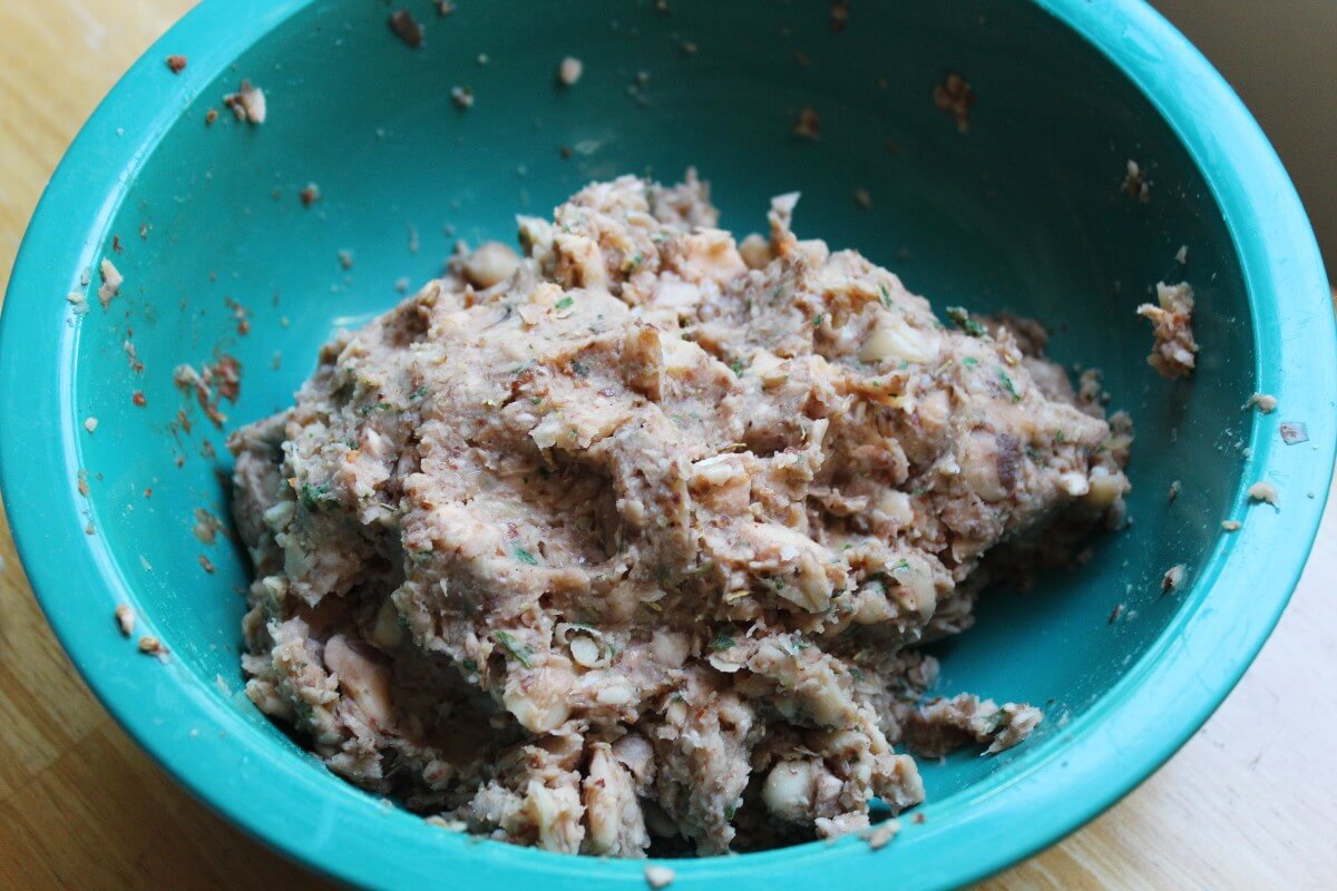 blended bean meatball mixture.