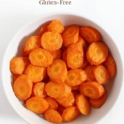 air fryer carrots with image text.