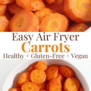 collage image of air fryer carrots.