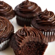 gluten-free vegan chocolate cupcakes with image text.