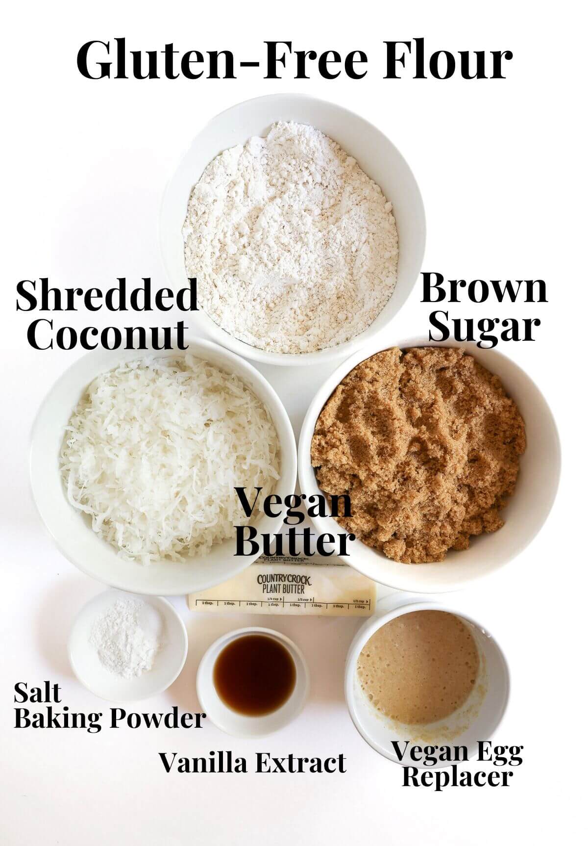 ingredients for vegan coconut chewies.