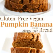 collage image of pumpkin banana bread.
