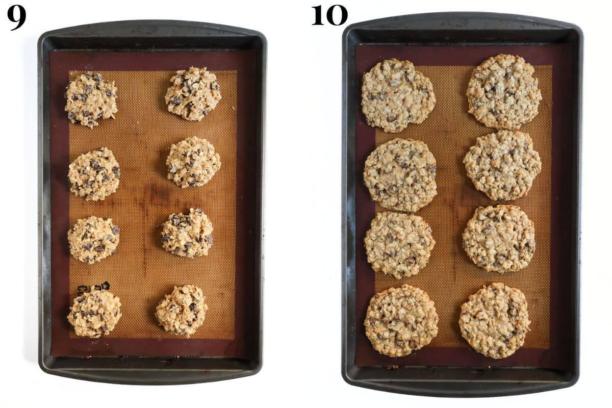 steps 9 and 10 scooping out cookies and baking.