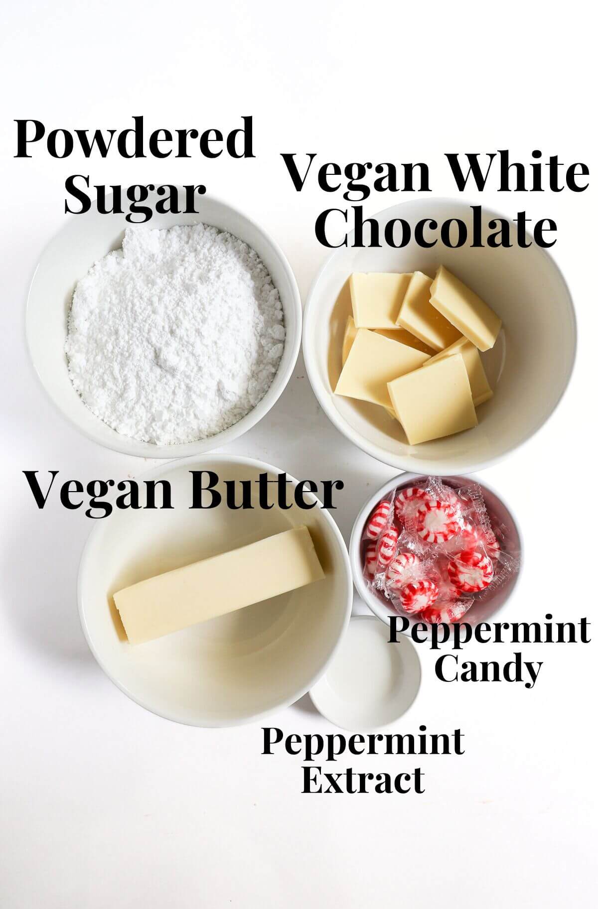 vegan white chocolate peppermint frosting ingredients.