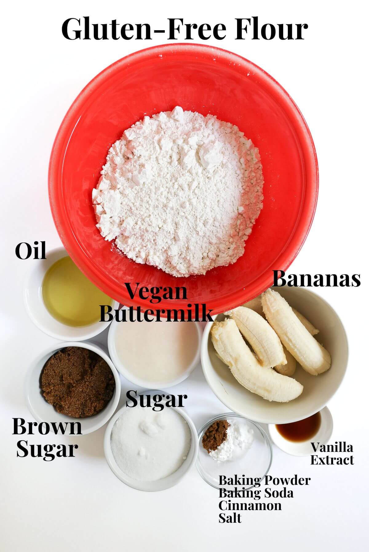 vegan gluten-free banana cake ingredients.